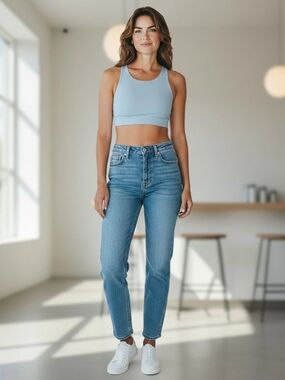 lululemon athletica Light Blue High-Neck Sports Bra Crop